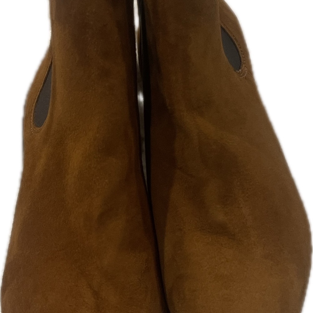 Warm Brown Suede Ankle Booties with Rounded Toe
